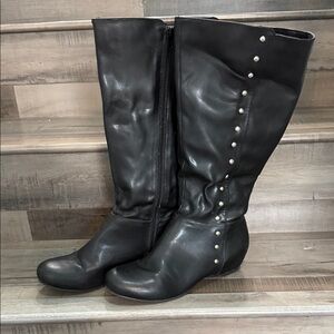 Comfortview Black Knee Boots with Stud Details